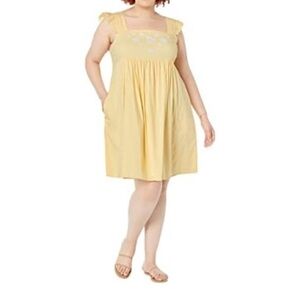 Draper James Maddie Dress Women’s 3X Babydoll Yellow Flutter Sleeves Spring